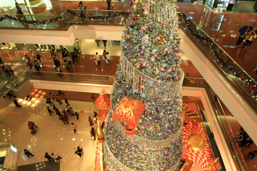 Glowing Christmas Lights And Trees