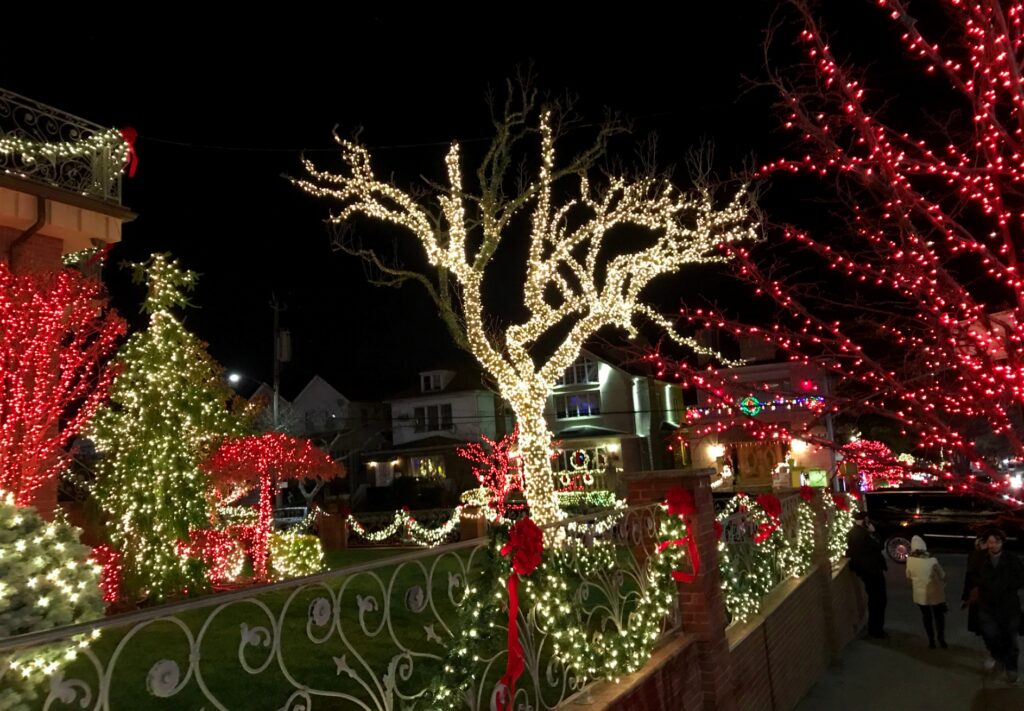 Glowing Christmas Lights And Trees At Home With Multiple Colors