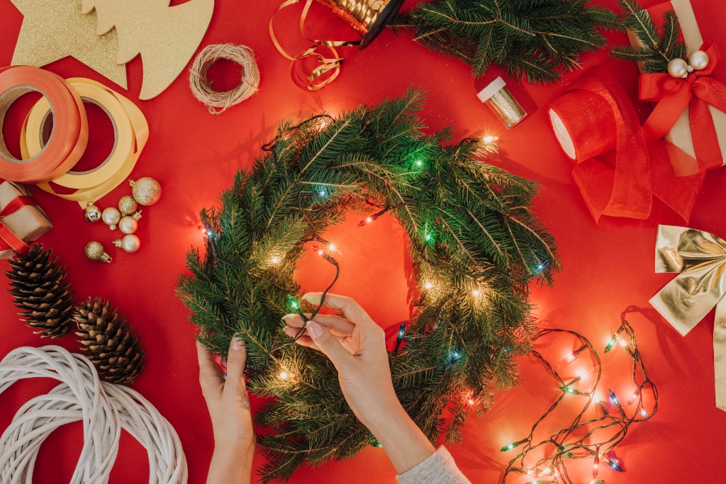 Girl Decorating Christmas Tree